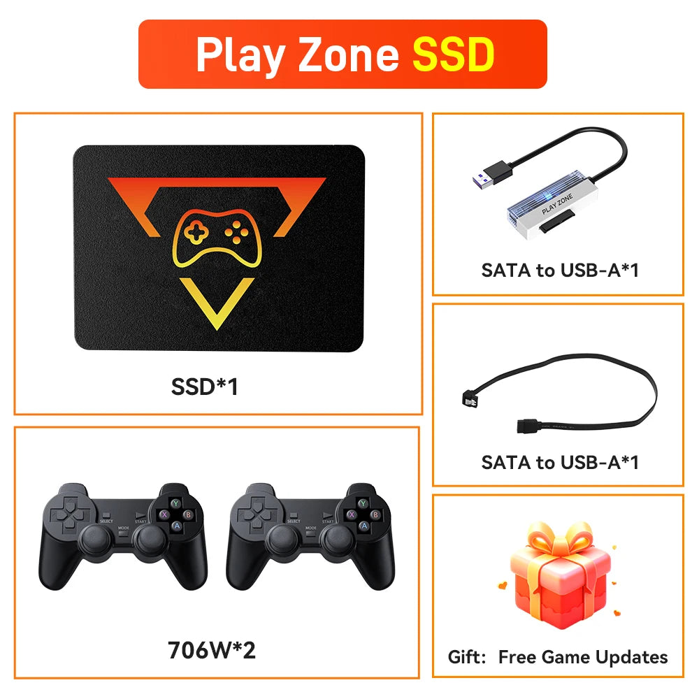 PlayZone 1TB Emulator Consoles Portable Retro Game SSD For PS5/PS4/PS3/Xbox/Switch/WII/WIIU Handheld Game HDD With 16000+ Games