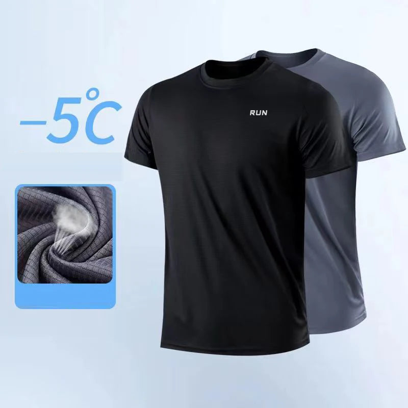 Men's Quick Dry Short Sleeve Gym Running Moisture Wicking Round Neck T-Shirt Training Exercise Gym Sport Shirt Tops Lightweight SwiftNest
