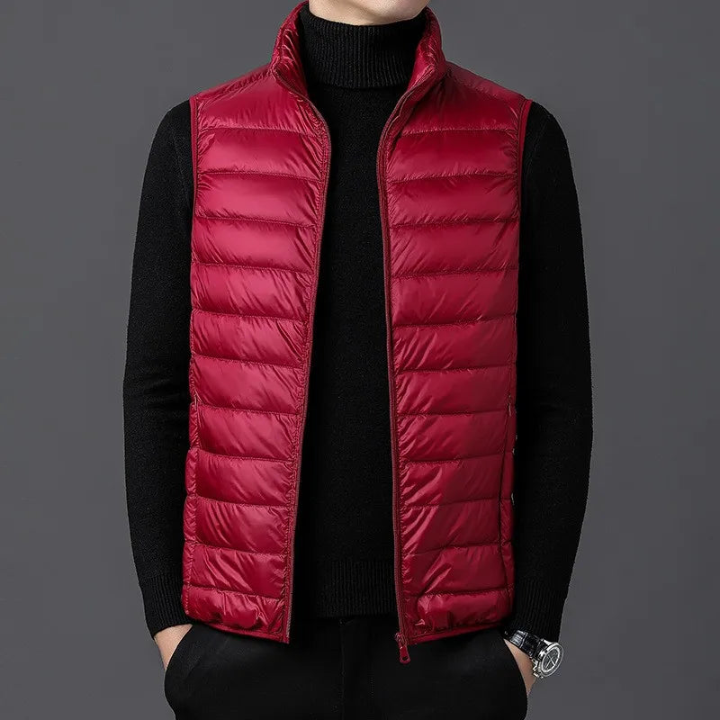 Mens WinterVest Jacket Fashion Warm Cotton-Padded Sleeveless Jackets Autumn Stand-up Collar Casual Waistcoat Brand Clothing