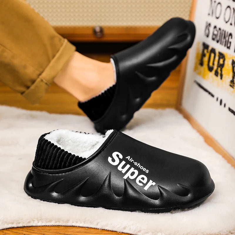 New Winter Men Women Warm Slippers Cotton Slippers Outdoor Indoor Warm Shoes Men's Couple House Bedroom Plush Slippers Big Size