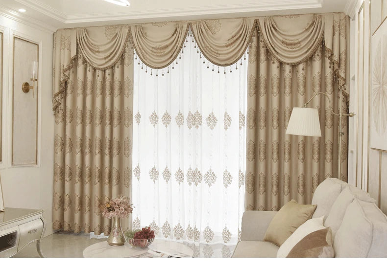 European Curtains for Living Dining Room Bedroom Decorative Fabric Court Luxury Luxury Atmosphere Jacquard Blackout