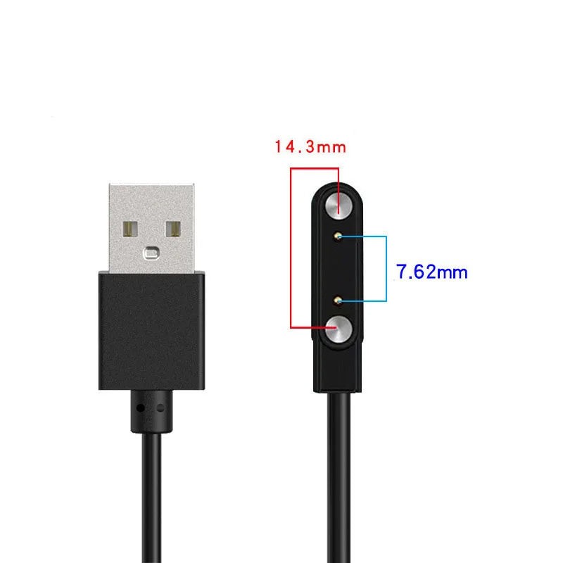 محول شاحن ساعة ذكية مزود بدبوسين و4 دبابيس وكابل شحن USB لساعة ذكية للبالغين/الأطفال وملحقات سلك شحن الطاقة