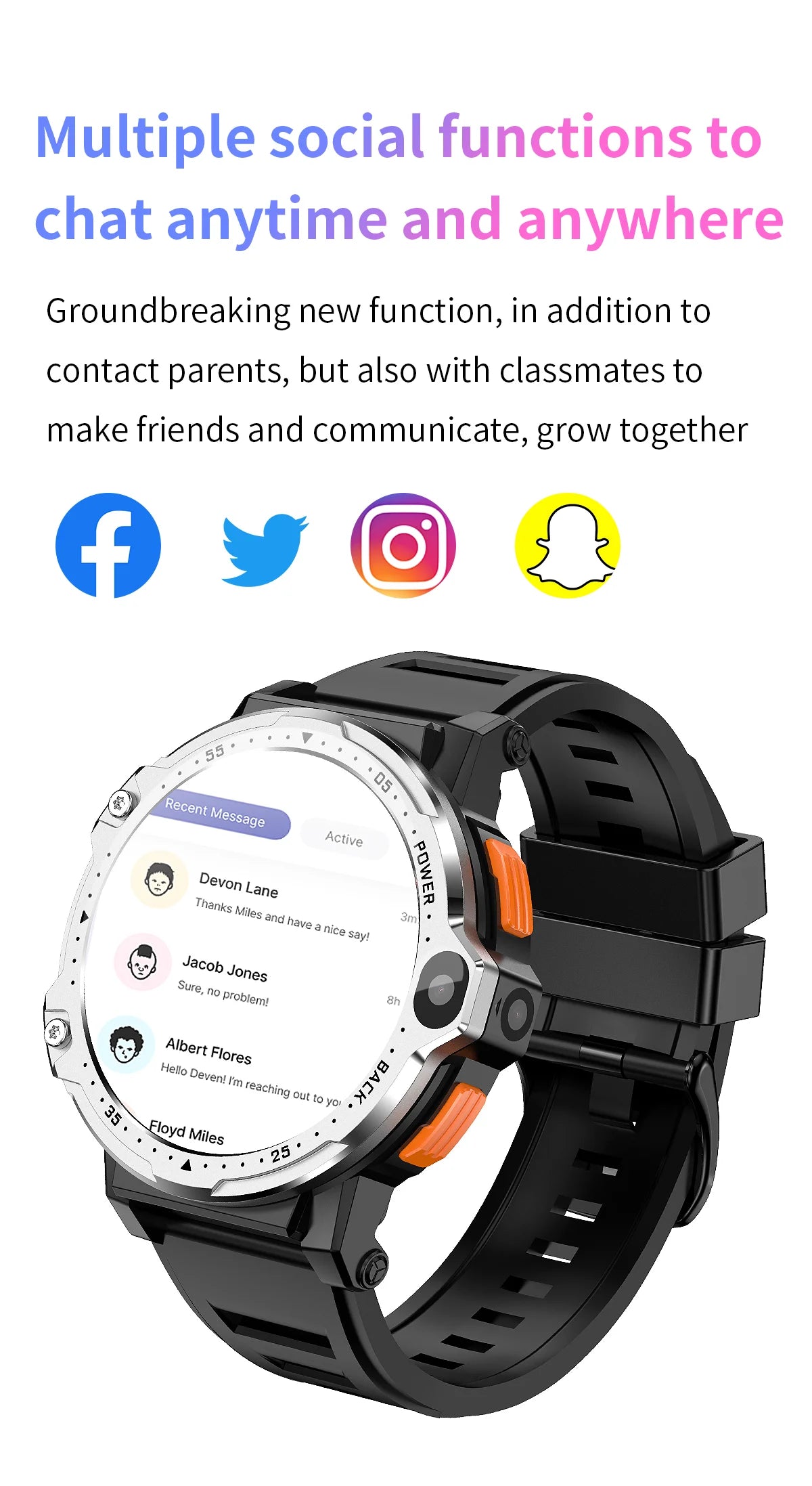 Android with Wifi GPS Support Sim Card Camera Mobile Phone Smart Watches IP67 Alloy Silica Gel Male Round 2023 Newest Pg999 4g