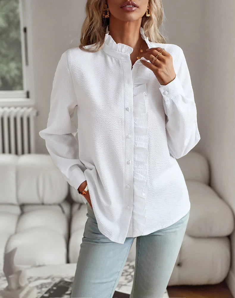 Fashion New Women Elegant Office Shirt,Long Sleeve Top Causal Comfort Simple Shirt,Shirts & Blouses,Tops For Women,Women Clothes