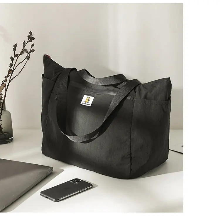 Reversible Travel Tote Bag Large Capacity Foldable Carry On Duffle Bag Canvas Shoulder Luggage Packing Bag for Women Men