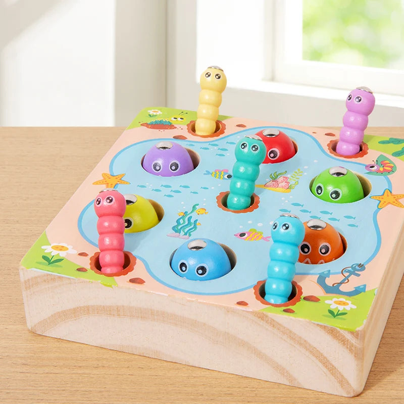 Wooden Fishing Game Toys Children Early Education Color Cognitive Toy Kids Interactive Games Toys for Gifts Fine Motor Skill