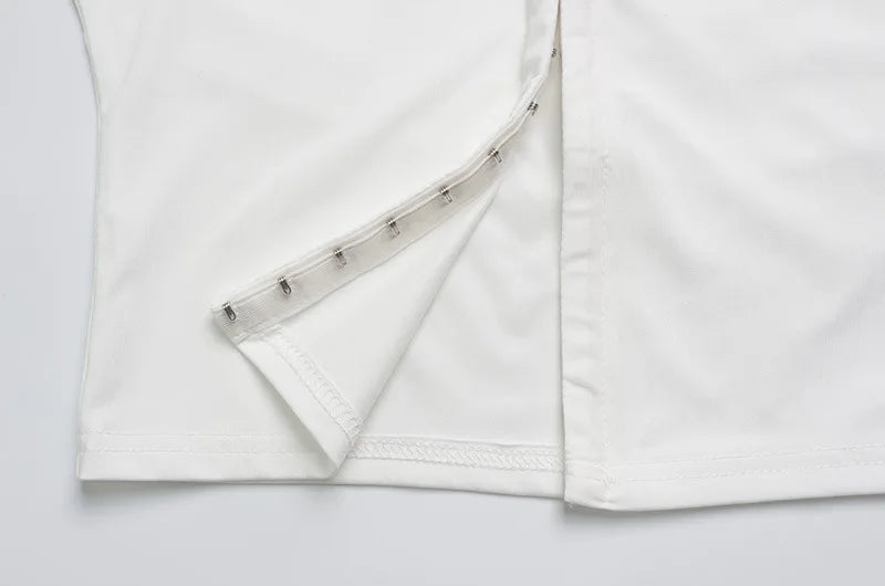 Women's Fashion Short Sleeve Pants Set Chic Tight Zipper Top Straight Leg Low Waist Trousers Casual Streetwear Commute Outfit