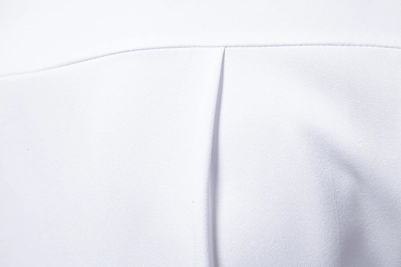 قميص رجالي عصري بياقة واقفة وأزرار مائلة وأكمام طويلة غير منتظمة مناسب للأعمال والمهرجانات