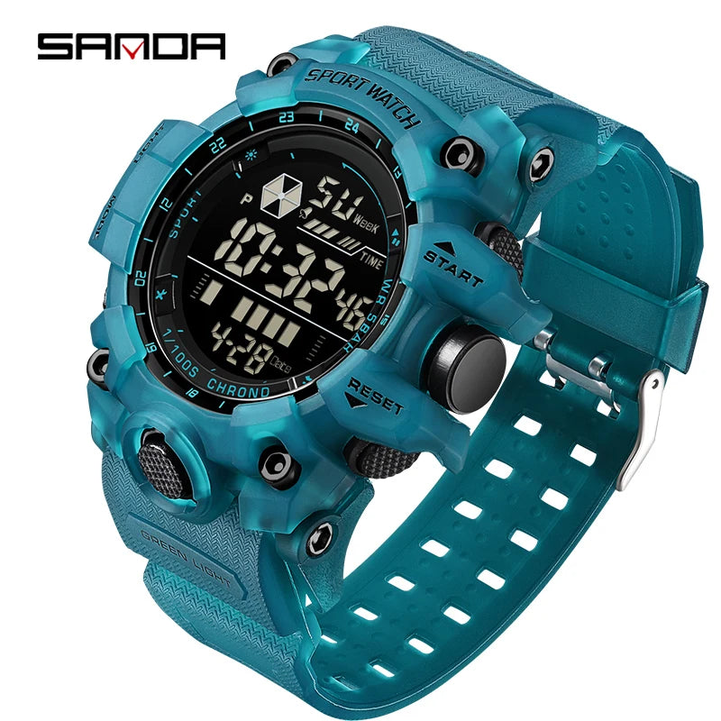 SANDA Outdoor Sports Men Watch Waterproof LED Analog Digital Show Multifunction Big Dial Electronic Wristwatch G style Male Cloc