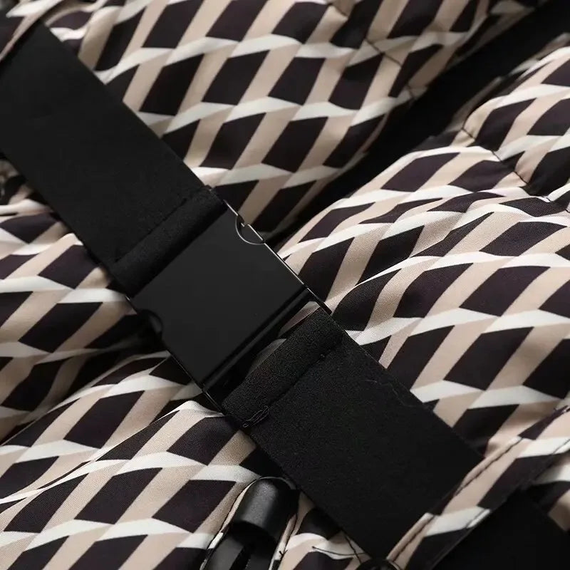 2025 New Women'S Fashion Waist With Belt Hooded Down Cotton Jacket Commuting Warm Windproof Jacket More Comfortable To Wear