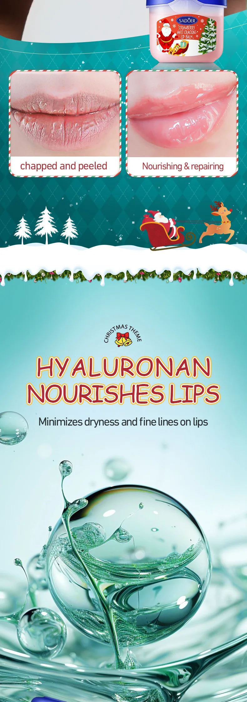 Christmas Gift Box,Lip Balm 4PCS/box Lip Makeup Set, Durable Moisturizer, Christmas Women's Gift Nourishing Lipstick Skin Care