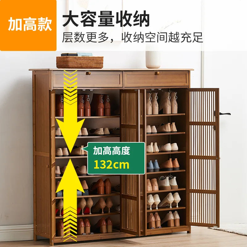 Household Dust-proof Shoe Cabinet Simple Shoe Rack Multi-layer Storage Rack Solid Wood Entrance Storage Storage Cabinet