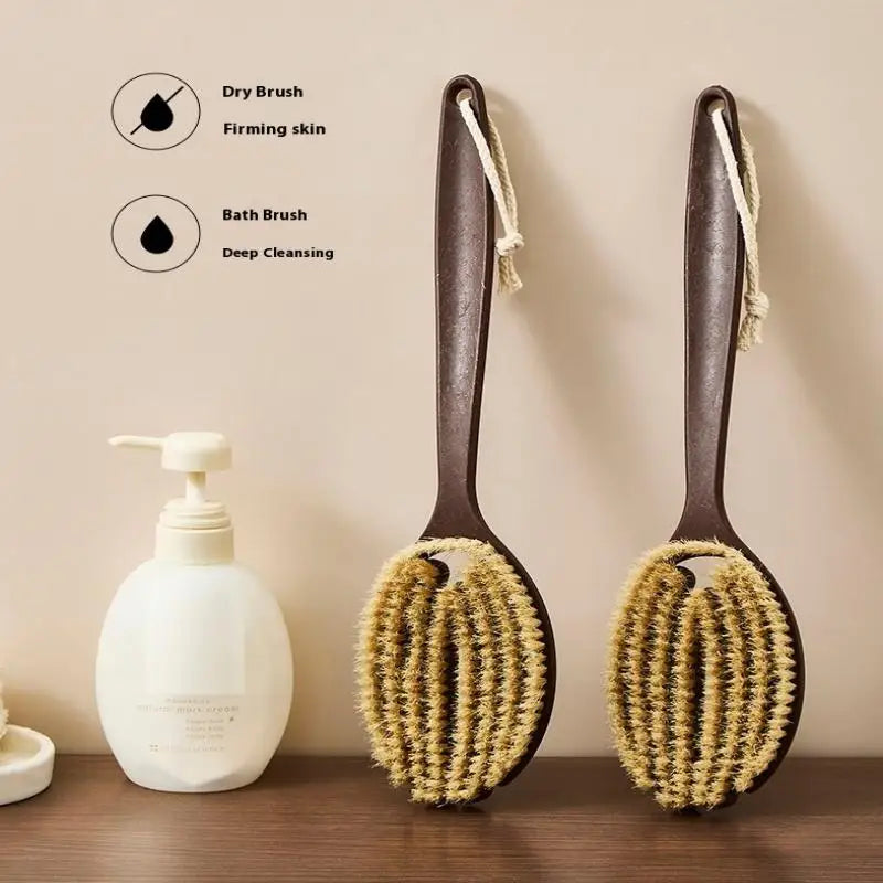 Bath Shower Brush Bathing Brush Dry Skin Body Soft Natural Bristle Massager Care Tool Soft Natural Bristle PE Handle