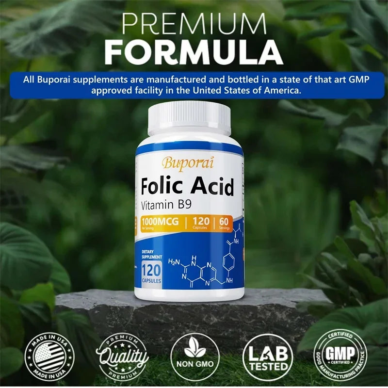 Folic Acid Supplement - Heart Health, Nervous System Health, Prenatal Support