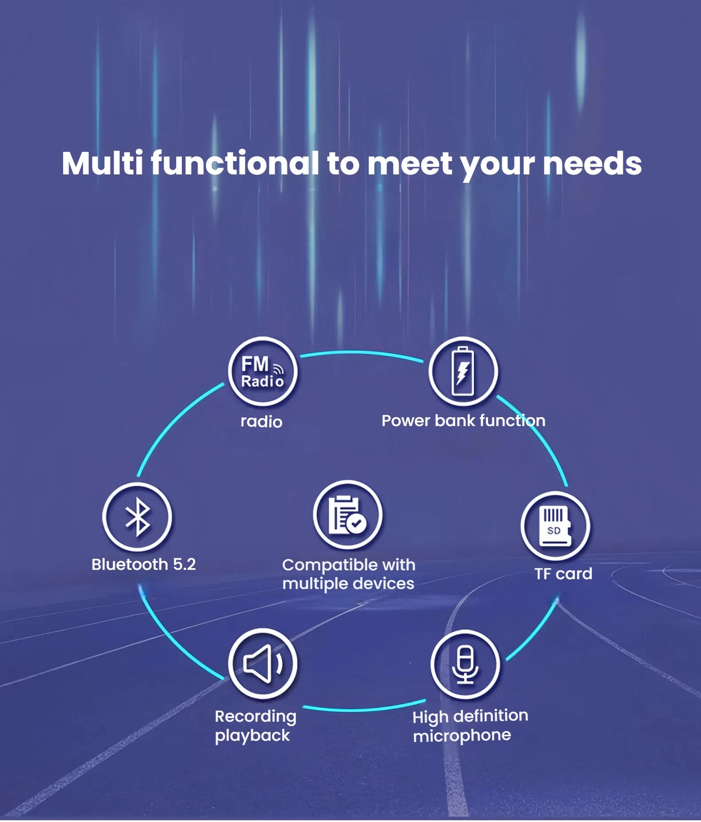 Bluetooth Speaker,5.3 Bluetooth Speakers Wireless  with Radios Support And 2000Mah Power Bank Function Support TF Card for sport