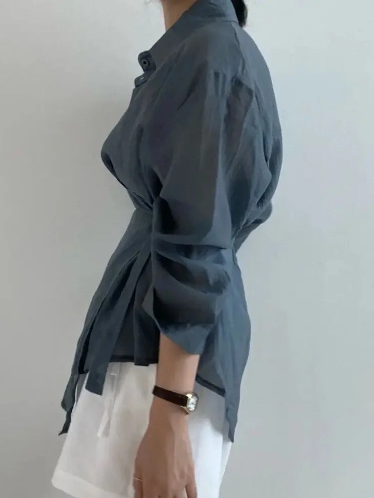 2025 Fashion Elegant Office Lady Long Sleeve Women Shirts Casual Loose Sunscreen Blouses Autumn New Vintage Tops SwiftNest