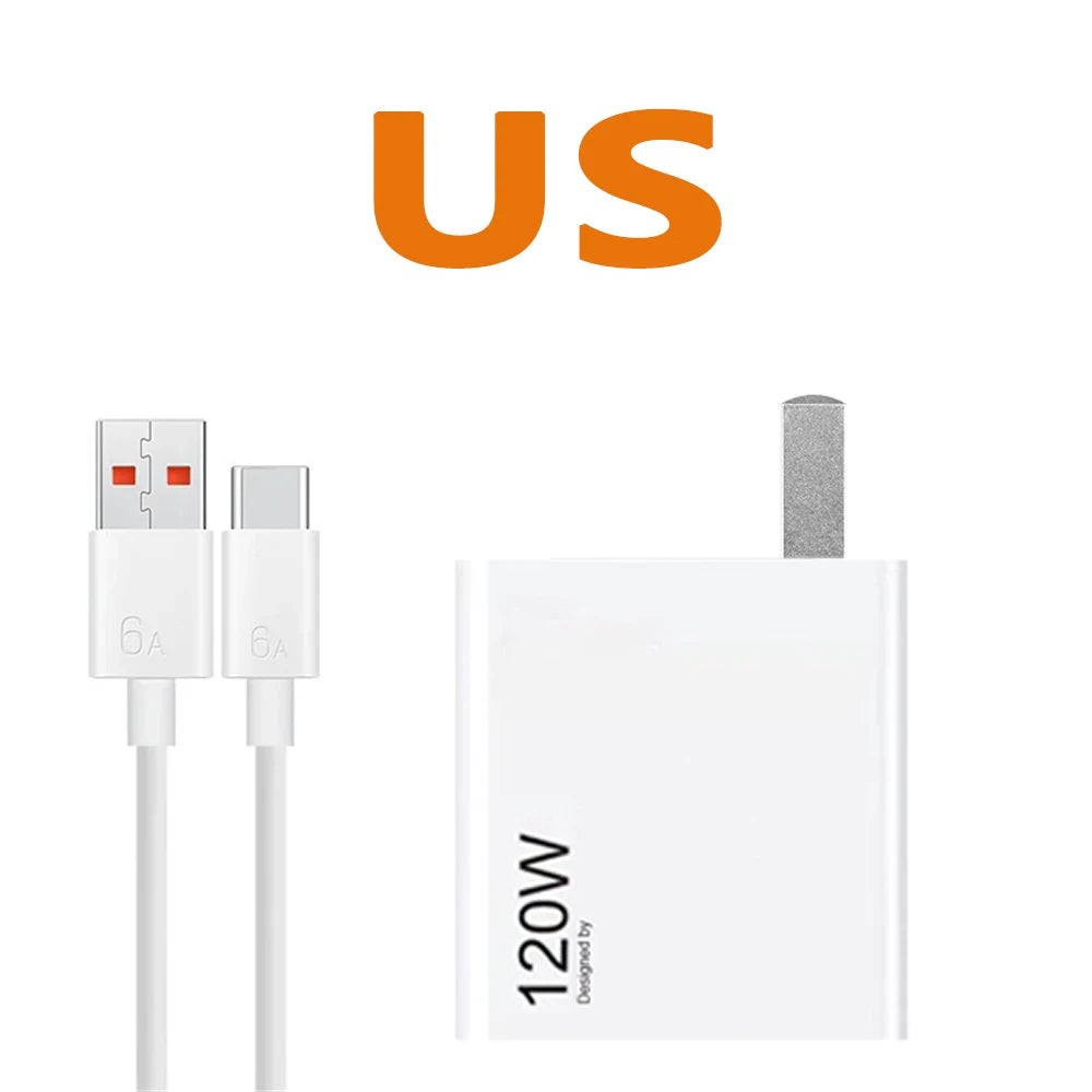 Xiaomi Original Charger Turbo Fast Charge 120W EU/US Hypercharge PD Adapter for Xiaomi POCO Redmi Note Black Shack Smart Phone