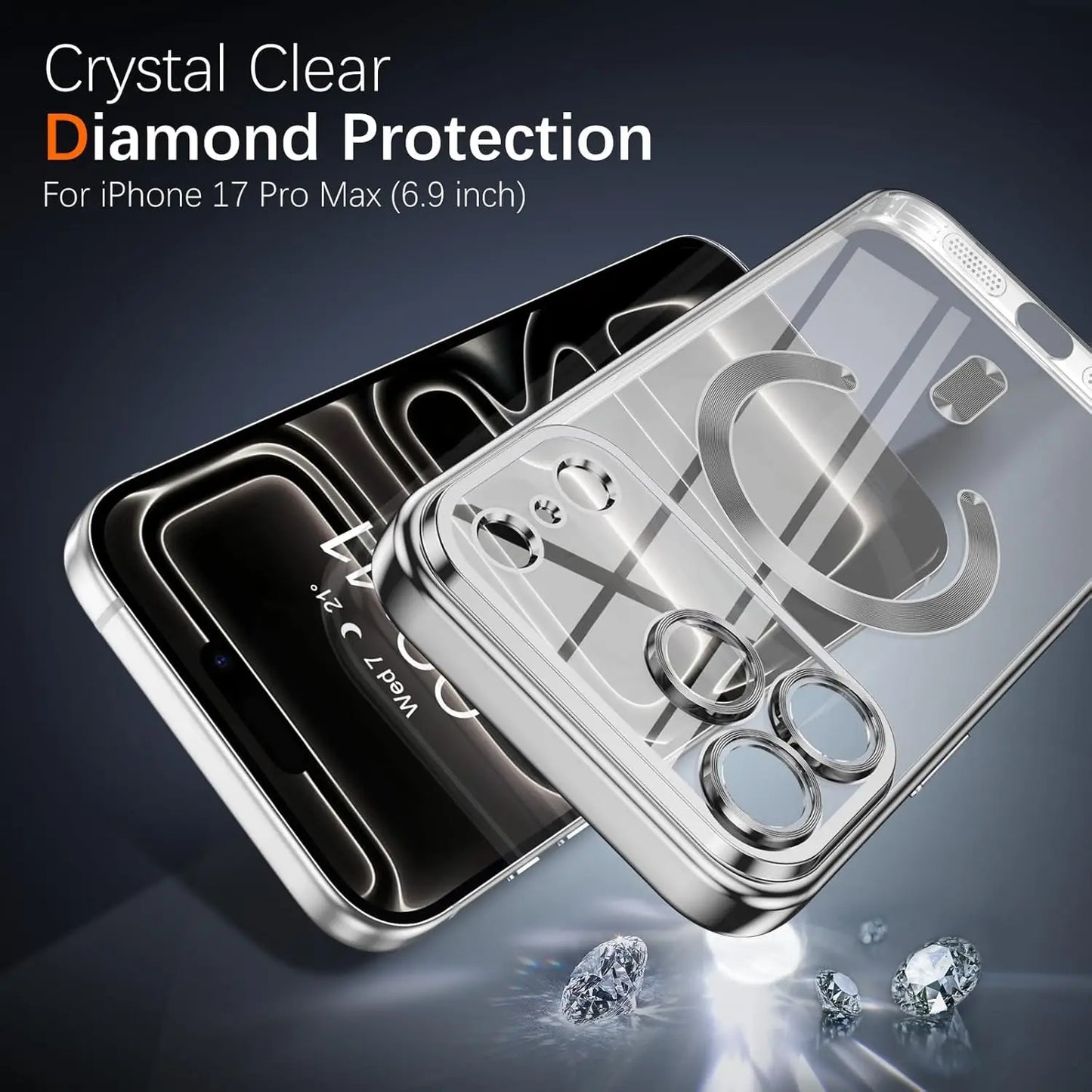 غطاء حماية للكاميرا شفاف فاخر من مادة TPU الناعمة مع جراب مغناطيسي لهاتف iPhone 17Pro Max/17Pro/Air/17