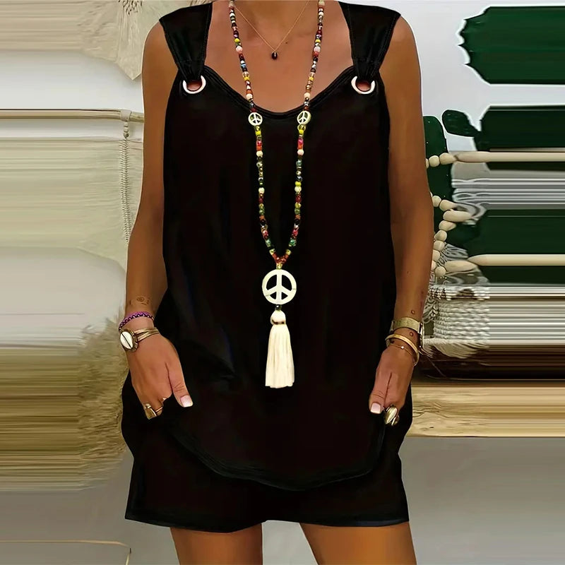 Women's Casual Fashion Set with Suspender Sleeveless Solid Color Top and Pants Set Summer Comfortable Clothing