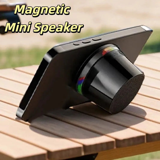 Bluetooth 5.3 Magnetic Mini Speaker Deep Bass HD Sound RGB Light Speaker Anti Lost Compact Design Portable Sound Box Outdoor Use