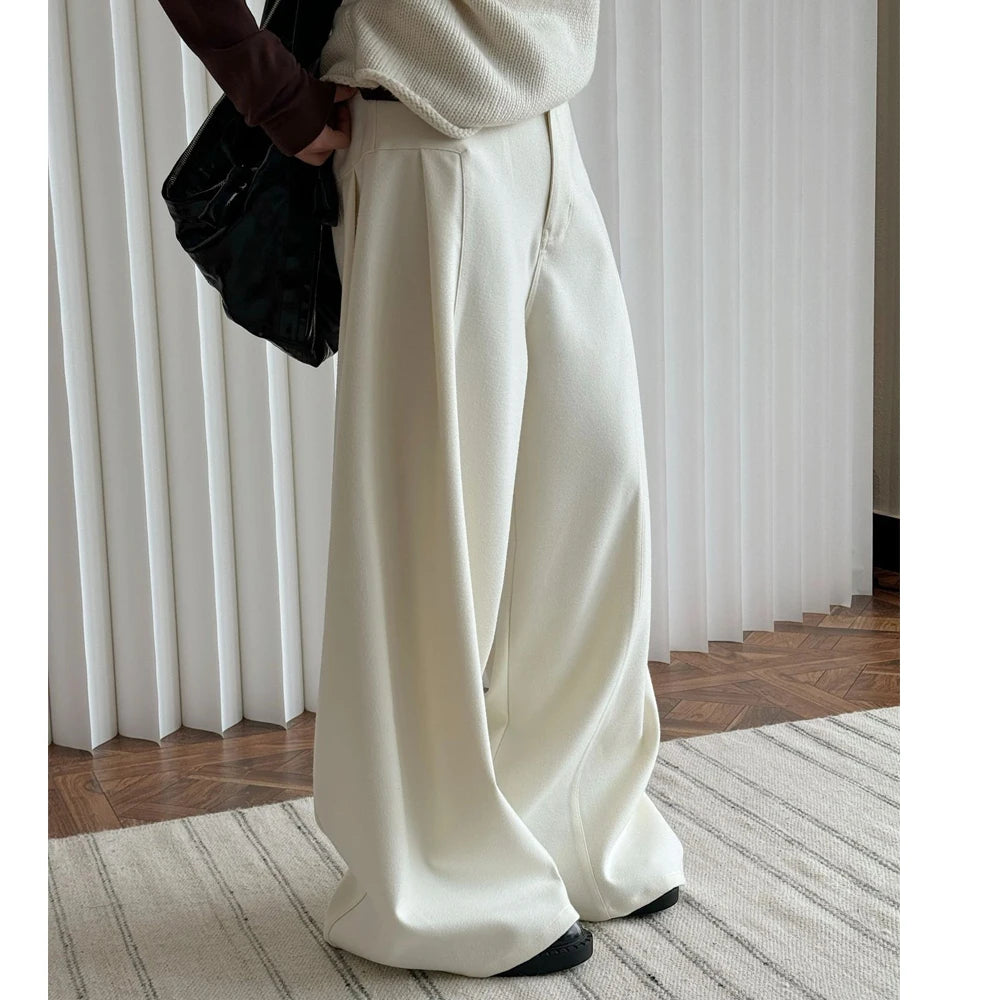 2025 Women Spring Fashion Big Wide Leg Pants High Waist Long Stright Pants Fashion Clothes Pants Female Trousers