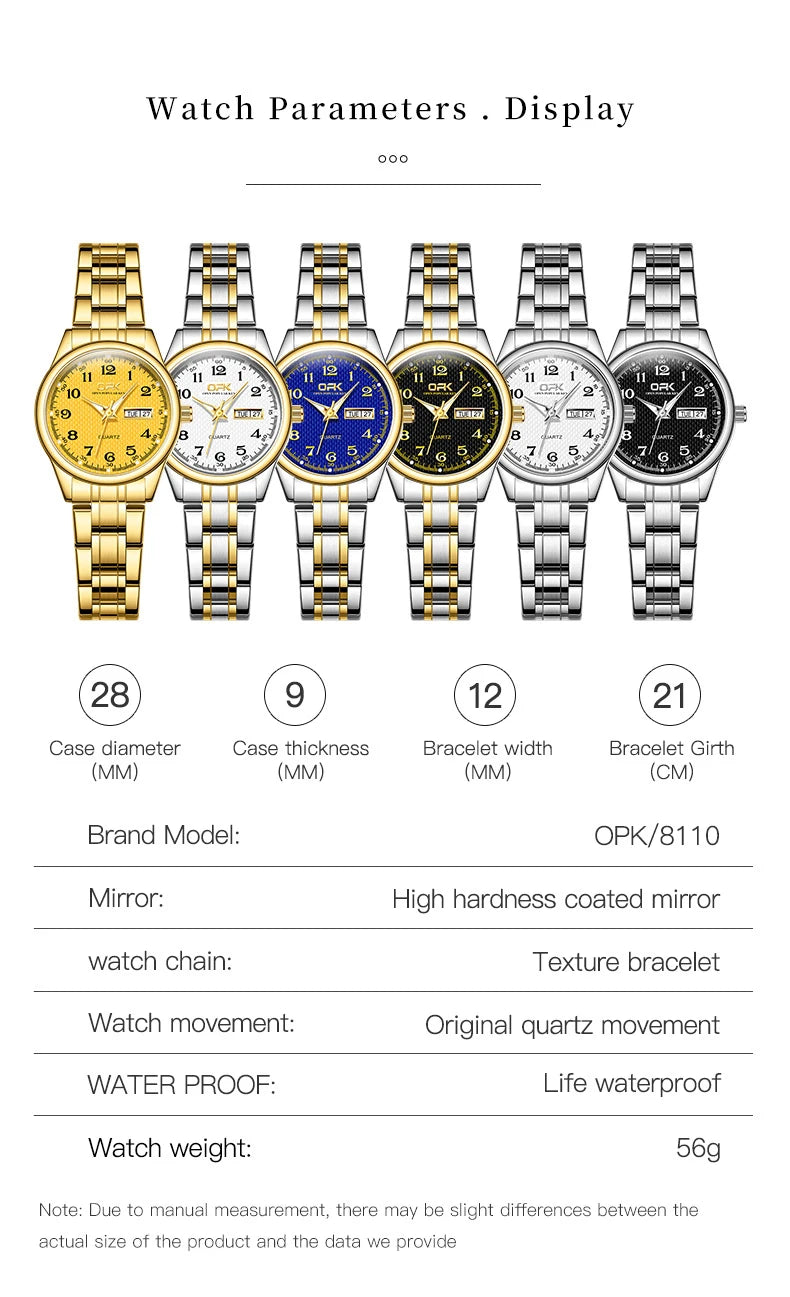 OPK 8110 Watch For Women Quartz Watch Waterproof Classic Luxury Brand Ladies Watch Stainless Steel Strap Watches Reloj Mujer SwiftNest