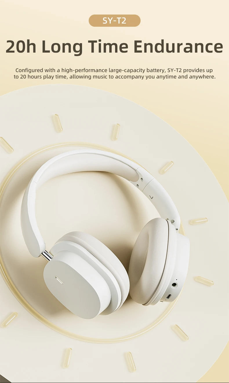 سماعات رأس لاسلكية أنيقة بتقنية البلوتوث 5.3، ستيريو هاي فاي، محمولة فوق الأذن، سماعة رأس للأعمال، سماعات أذن للألعاب منخفضة الكمون مع ميكروفون