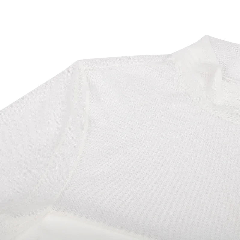 Fashion Trends Women Clothing Corset Top One-Pieces Bodysuit Sexy Long Sleeve See Through Body Feminino Gauze Patchwork Bustier