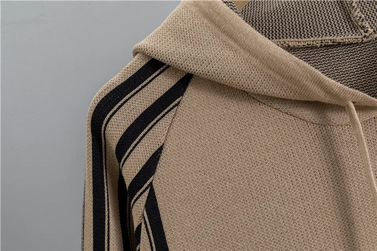 Fashion Autumn Women 2 Pieces Sets Casual Hooded Patchwork Loose Knitted Sweater Sports Harlan Pants Suits Winter Sportswear SwiftNest