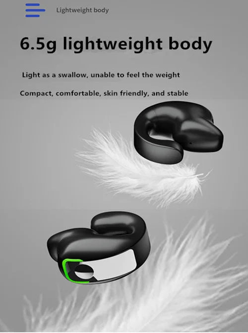 Headset With Microphone Bluetooth 5.3 Ear Clip Headphone TWS Wireless Earphone Single In-Ear HD HiFi Stereo Touch Control Sports
