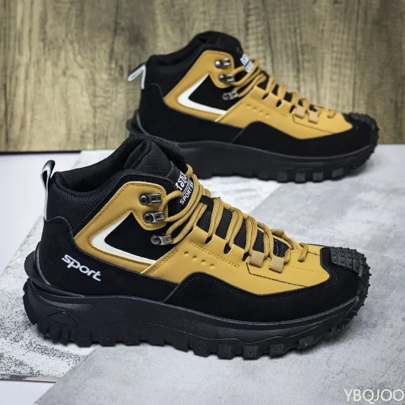 Outdoor Men's Hiking Casual Lightweight Anti Slip Slightly Vulcanized Shoes Waterproof High Top Hiking Sports Camping Men Shoes