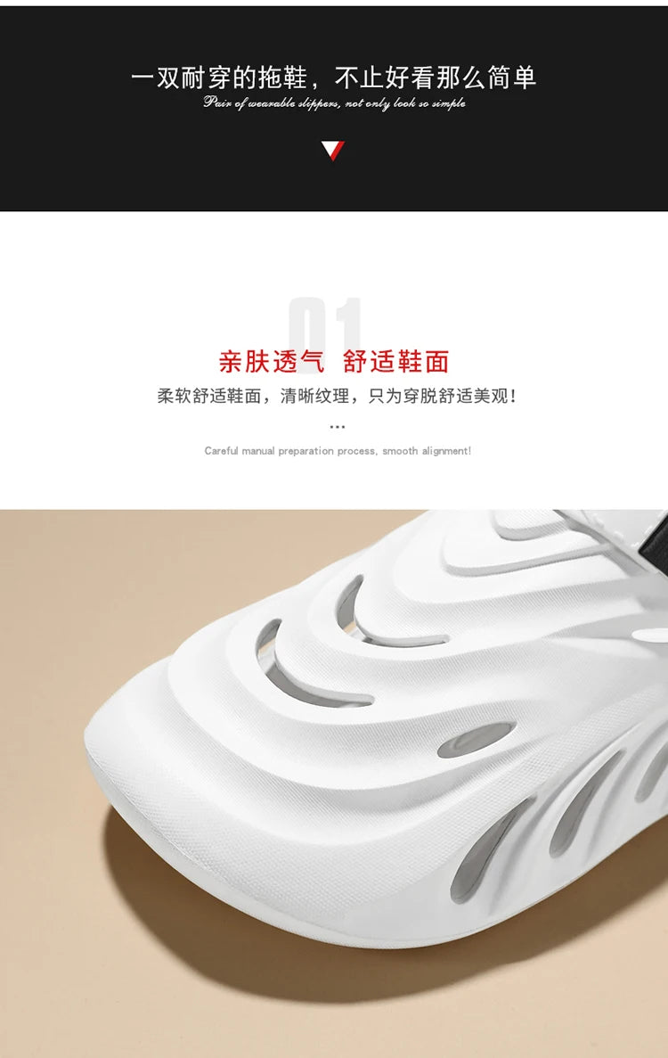 Fashion Men's Sandals Soft EVA Clogs Fashion Thick Sole Couples Beach Slippers Casual Slide Hole Shoes