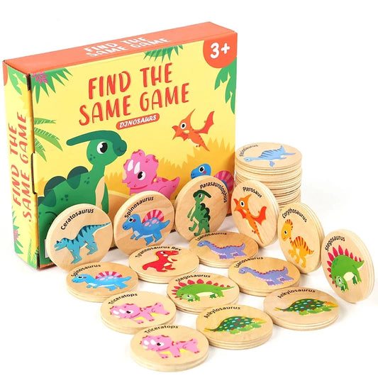 Children Wooden Toy Memory Find The Same Dinosaur Matching Jigsaw Puzzle Game Montessori Baby Educational Toys For Kids