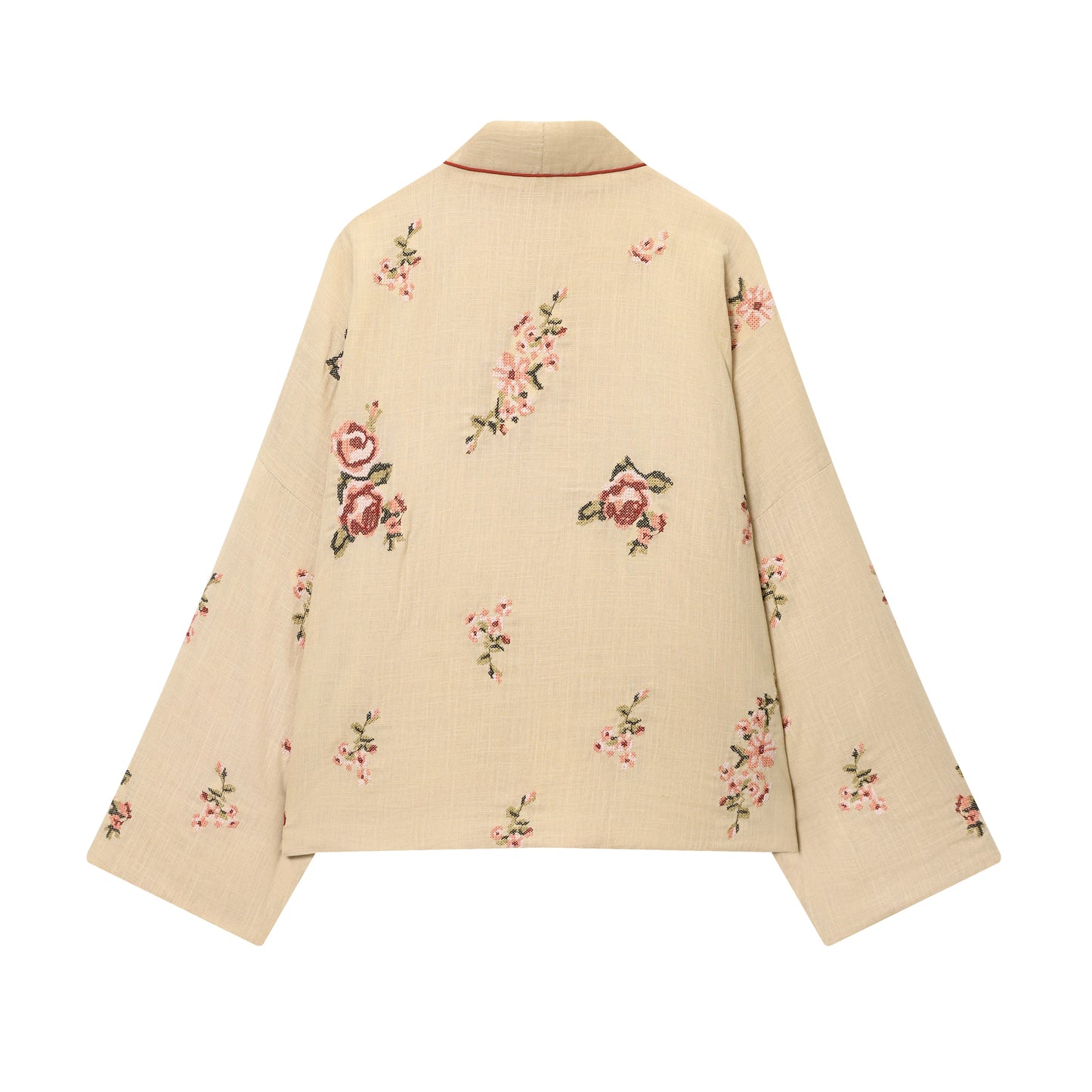 معاطف نسائية شتوية مبطنة بالقطن مزينة بالزهور، سترة فضفاضة بأكمام طويلة وفتحة رقبة على شكل حرف V، ملابس خارجية نسائية عتيقة، بلوزات أنيقة