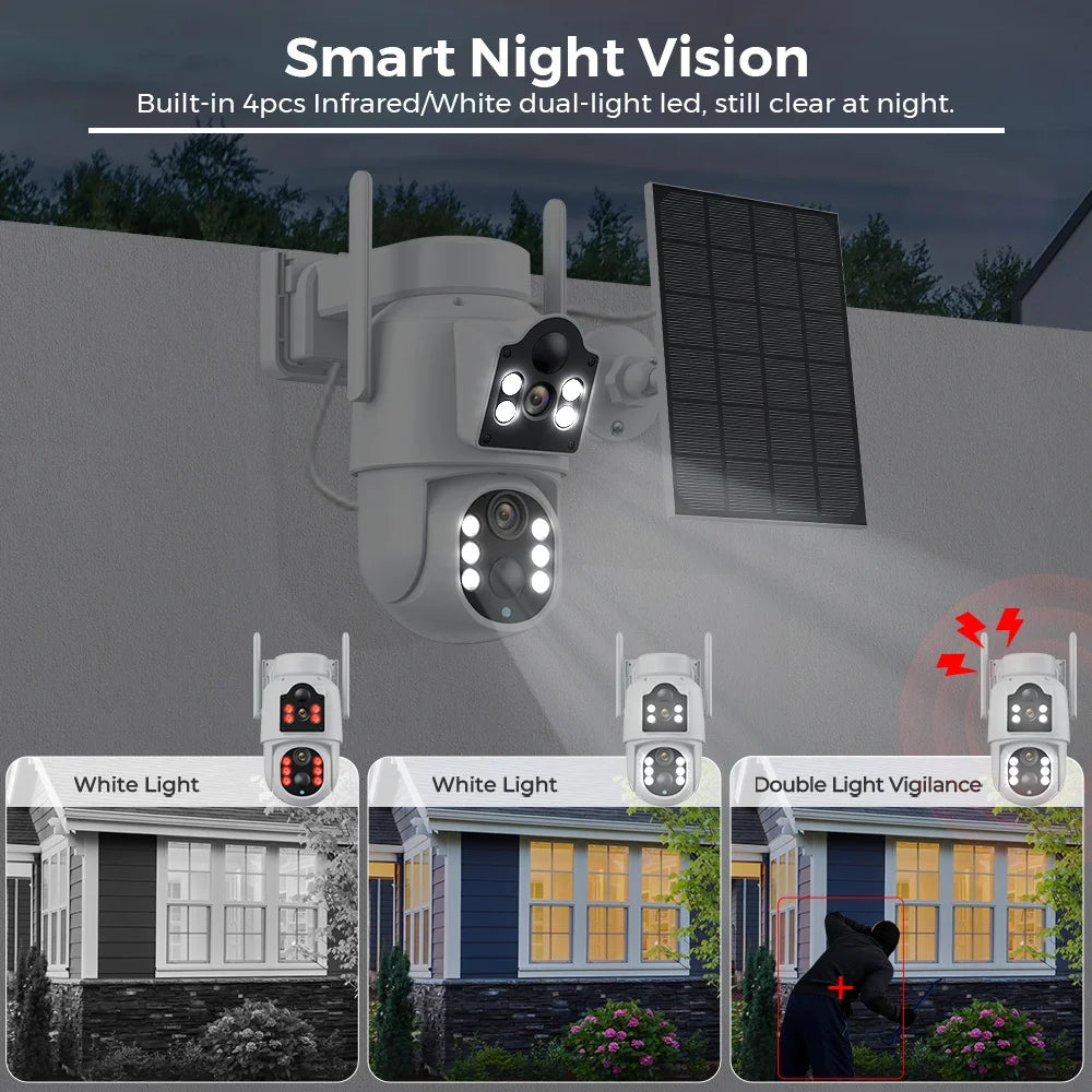 BESDER 8MP 4K Solar Wirelesss IP Camera With 7800 mAh Battery Outdoor HD 4MP Dual Lens WiFi IP Camara Solar Panel CCTV Security