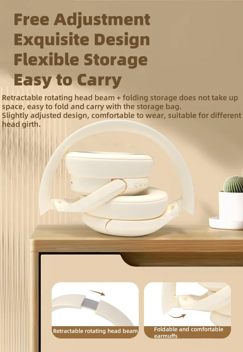 سماعة بلوتوث مع راديو FM سماعة رأس لاسلكية بلوتوث ستيريو HIFI مع ميكروفون مدمج