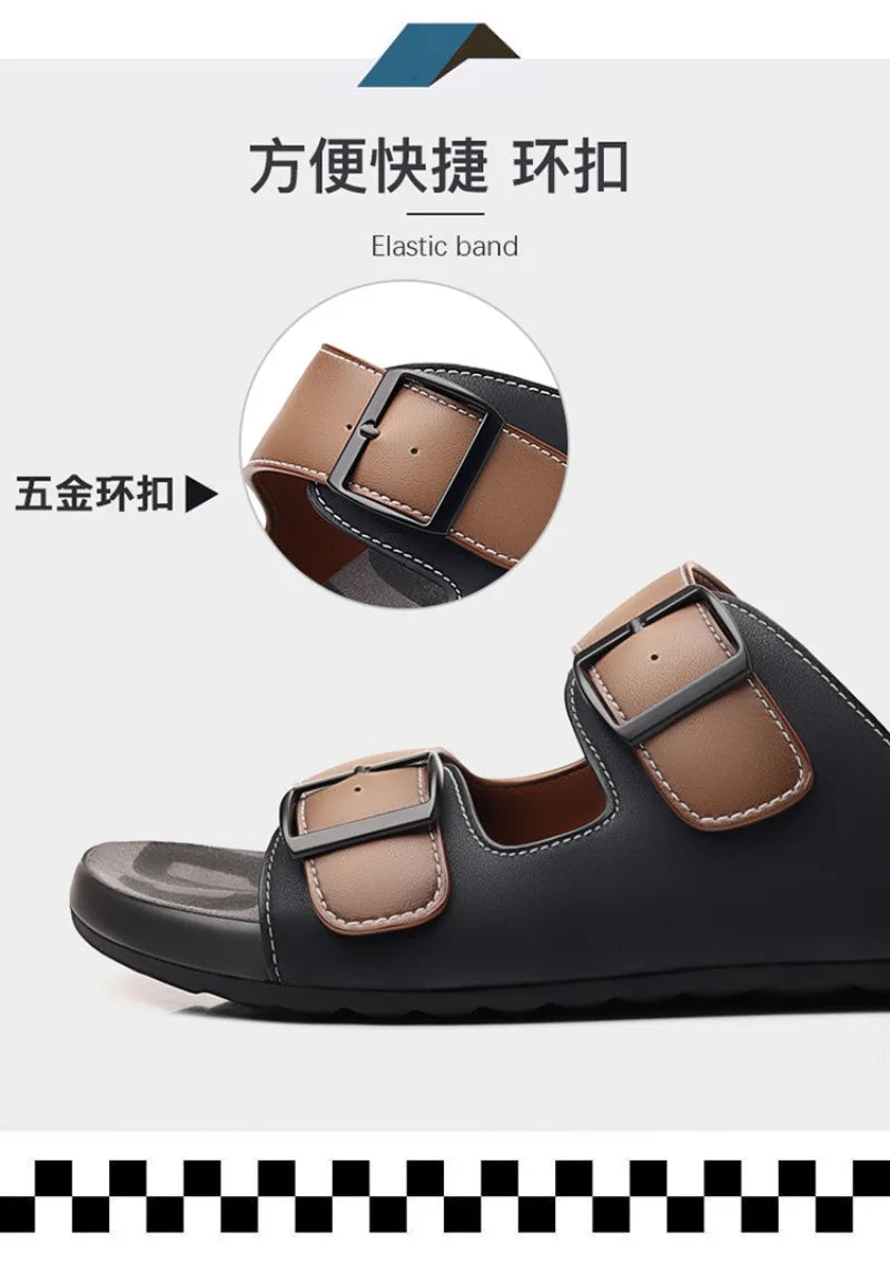 Men's Slippers Original Designer Casual Sandals Luxury Genuine Leather Slippers Outdoor Beach Slippers for Men Summer Flip Flops
