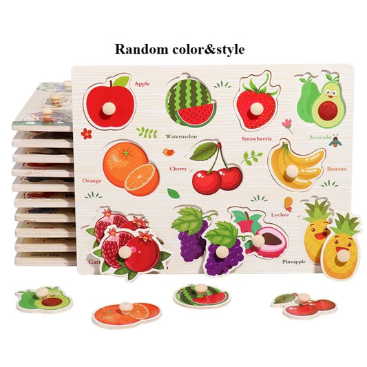 Montessori Baby Wooden Toys 1 2 3 Years Children Hand Grab Board Puzzle Game Toddler Fine Motor Skills Educational Toys for Kids