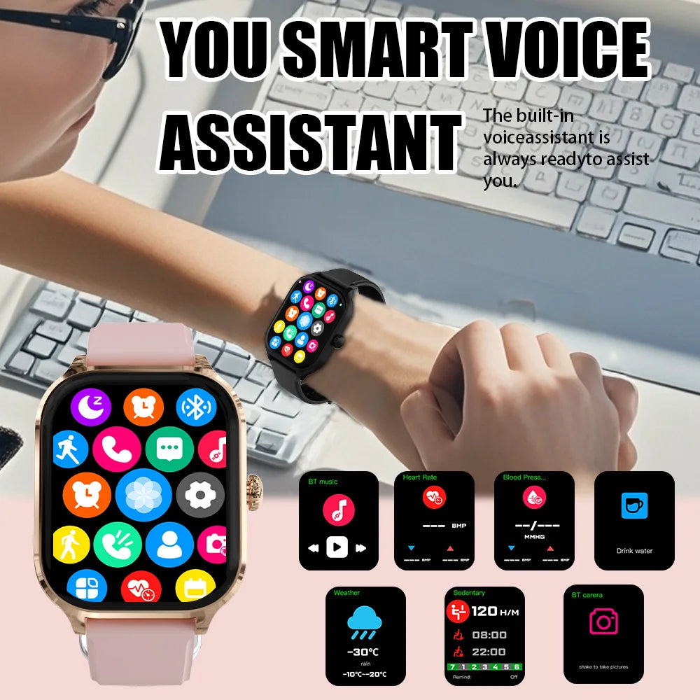 LAXASFIT New Smart Watch Bluetooth Talk Tracking Heart Rate Sleep Monitor Bluetooth Smart Watch Gifts for Men and Women