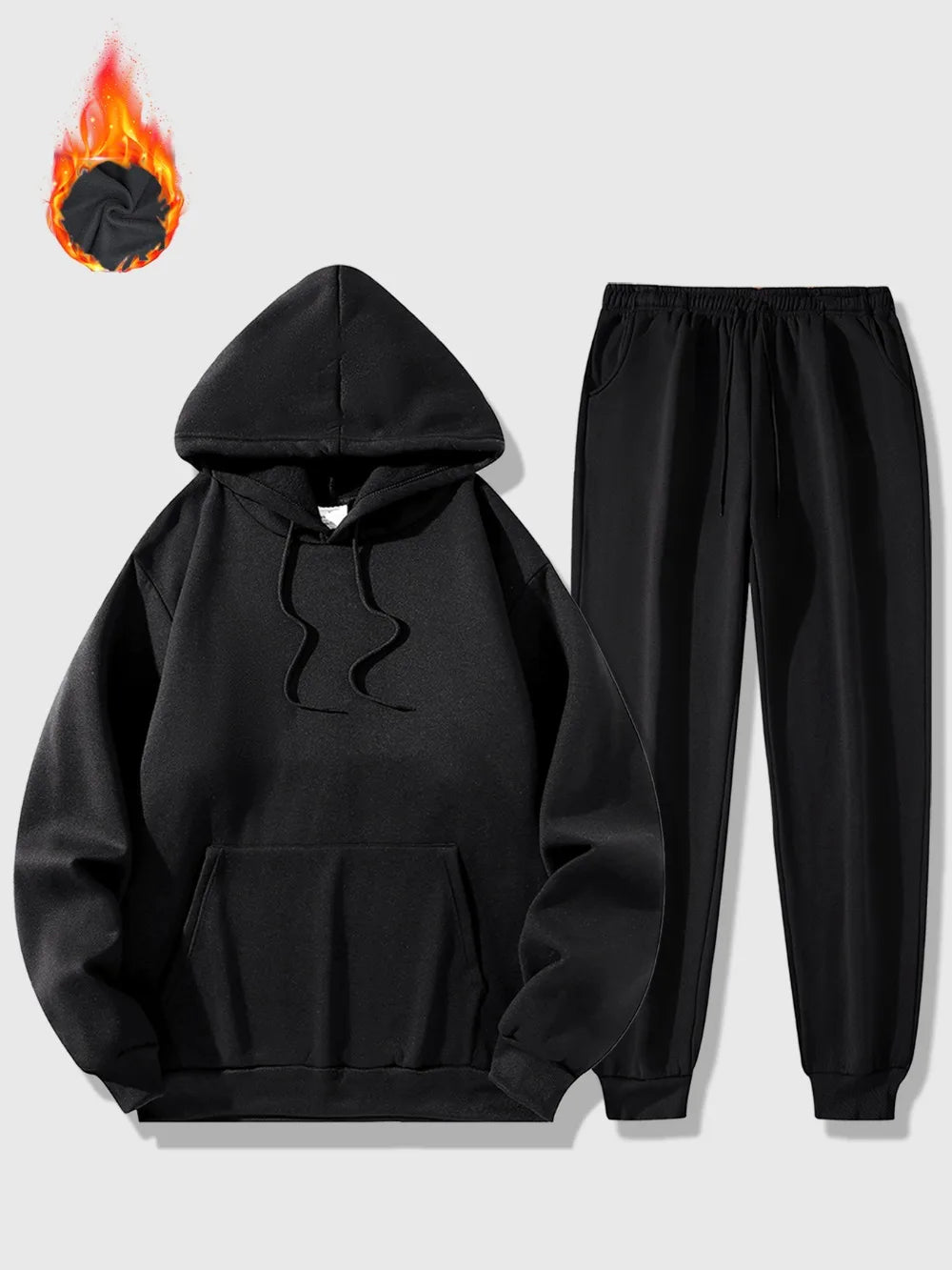 Men's Sports Suit Autumn and Winter Outdoor Sports Hoodie + Pants 2 Sets Fashion Loose Casual Sportswear Pullover and Pant