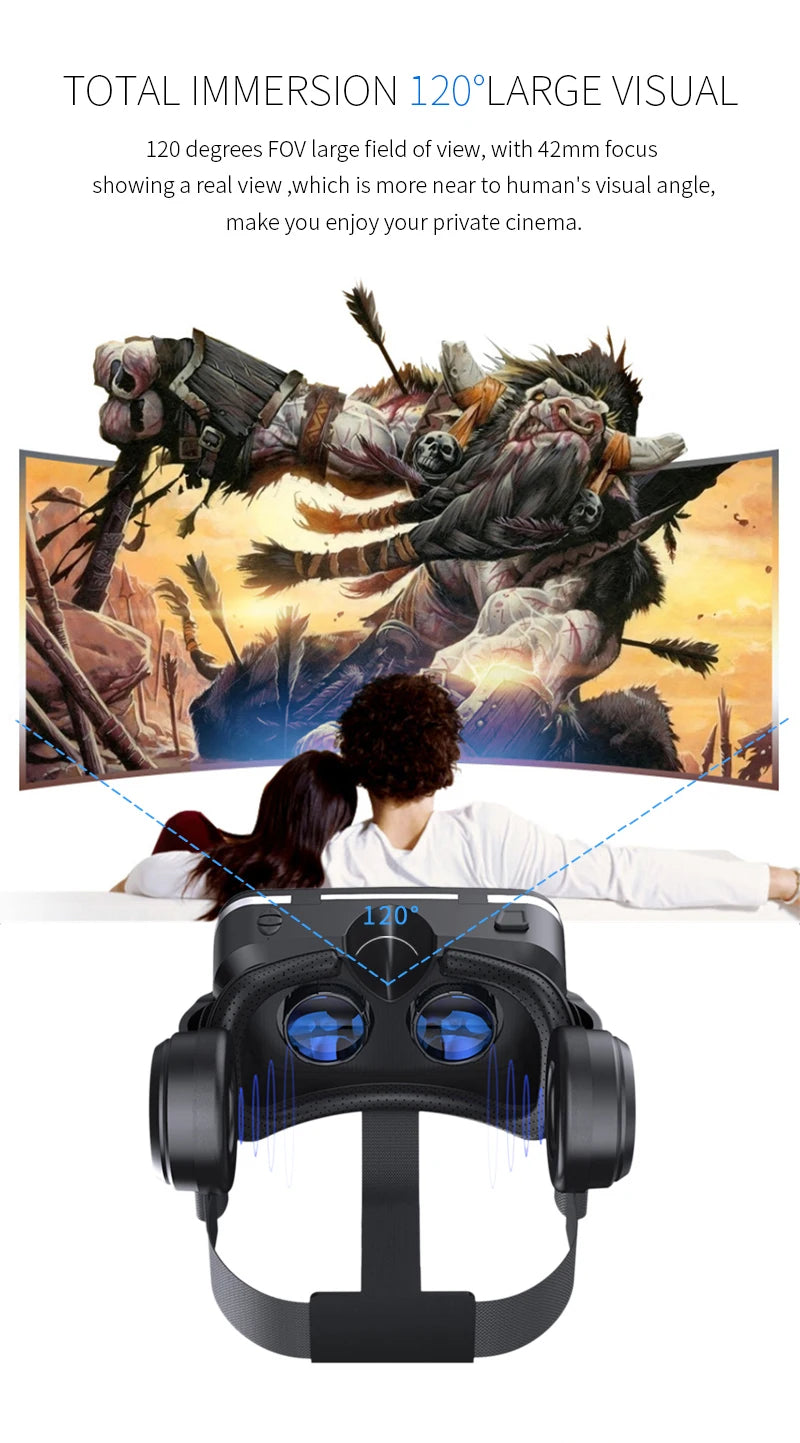 VR Shinecon 6.0 Headphone Version 3D Virtual Reality Stereo Helmet VR Headset with Remote Control for IOS Android