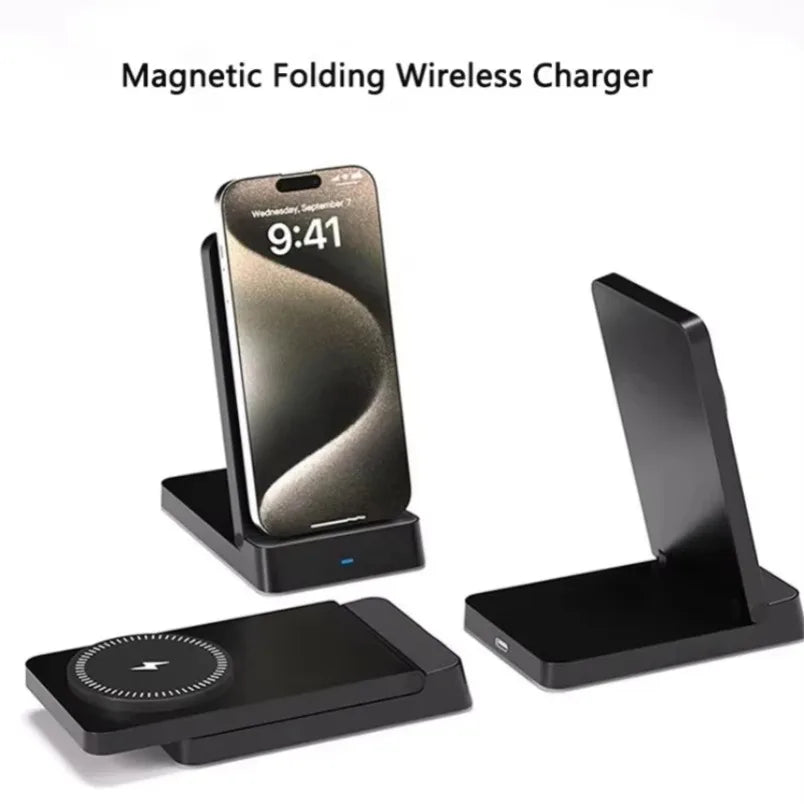Magnetic 30W Wireless Charger Desktop Fast Charging Station Fold Smart Phone Holder Charge For Magsafe iPhone 16 15 14 13 12 Pro