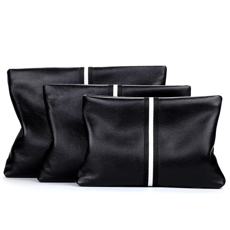 حقيبة يد أصلية من SENOFAN للرجال مخططة من جلد البقر الطبيعي، حقيبة يد رجالية، محفظة بتصميم مظروف، إصدار كوري رائع