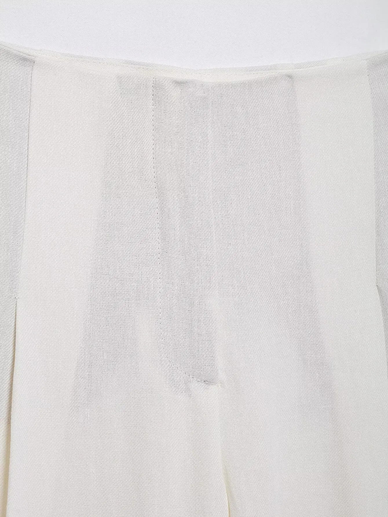 طقم نسائي ربيعي أنيق من HH، يتكون من سترة بيضاء بياقة مطوية وأكمام طويلة وأربطة + بنطلون طويل بسحاب وخصر مرتفع.