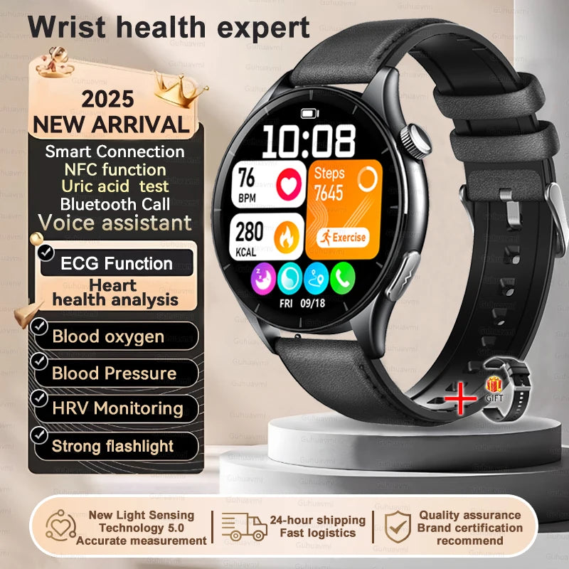 Sapphire 2025New Health managed Smart Watch Health measure Blood Fat Uric Acid Call ECG+PPG blood pressure Health Smartwatch IOS