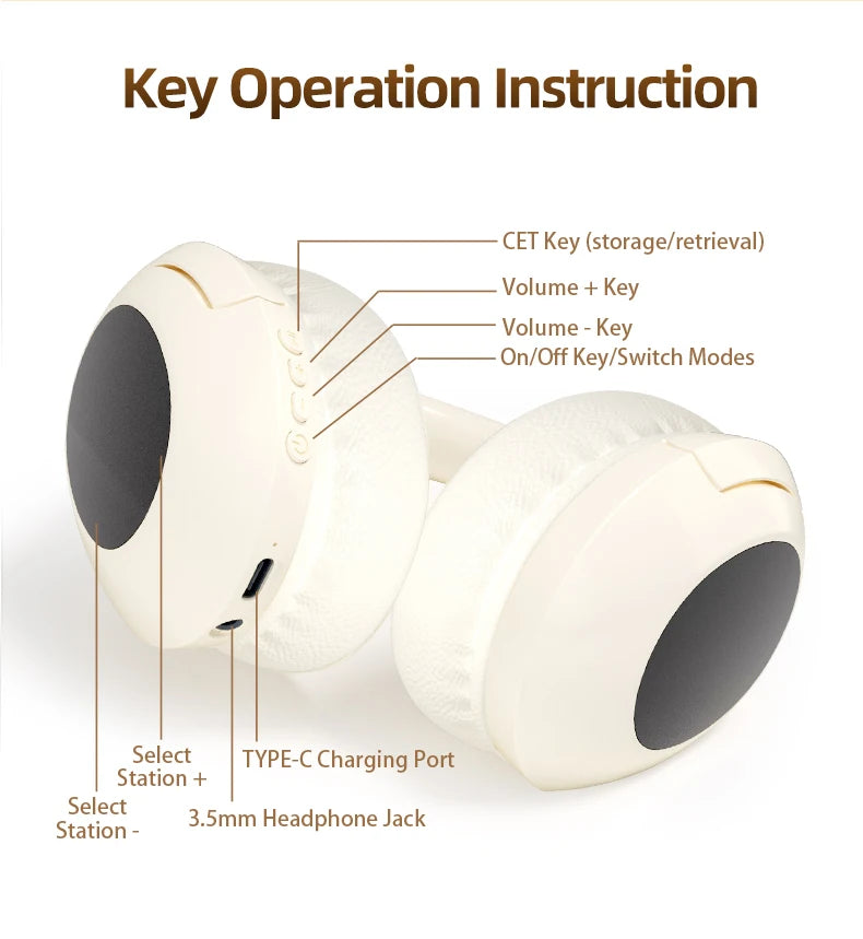 Bluetooth Headset with FM Radio Wireless Headset Bluetooth Earphone For HIFI Stereo With Built-in Mic