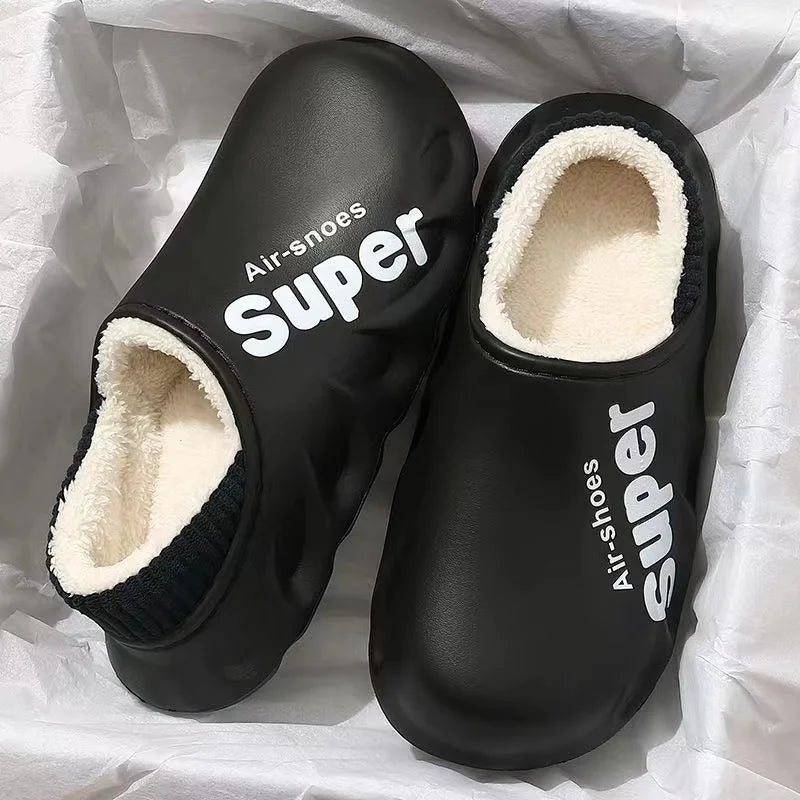 New Winter Men Women Warm Slippers Cotton Slippers Outdoor Indoor Warm Shoes Men's Couple House Bedroom Plush Slippers Big Size