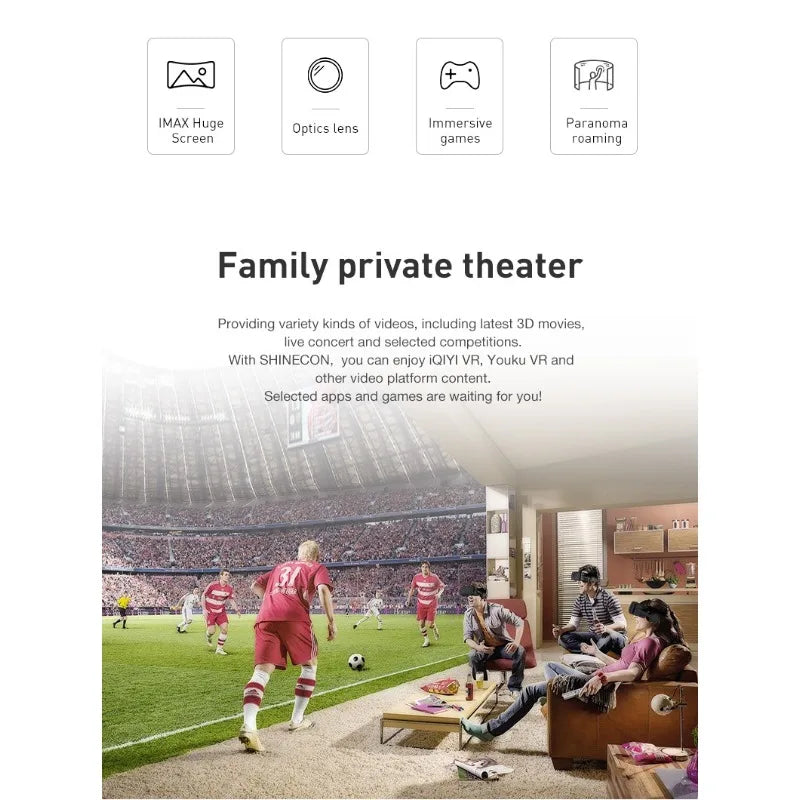 VR Shinecon Casque Helmet 3D Glasses Virtual Reality For Smartphone Smart Phone Headset Goggles Binoculars Video Game Wirth Lens