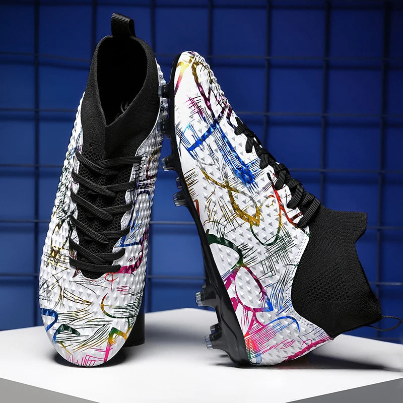 أحذية كرة القدم للرجال للتدريب على العشب الخارجي أحذية رياضية احترافية طويلة للرجال قابلة للتهوية برباط أحذية كرة قدم للرجال