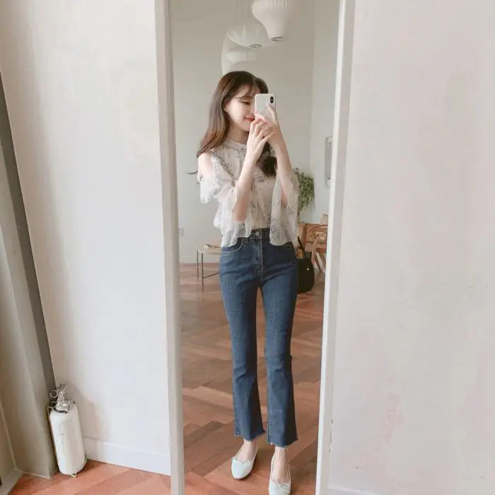 Fashion Woman Off Shoulder Blouse Shirts For Women Stylish Top long Sleeve Female Tops Elegant Chiffon Mujer Woman Clothes SwiftNest